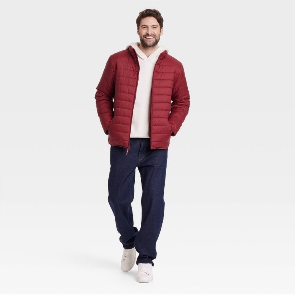 Goodfellow & Co Lightweight Puffer Jacket S Maroon - Picture 2 of 4